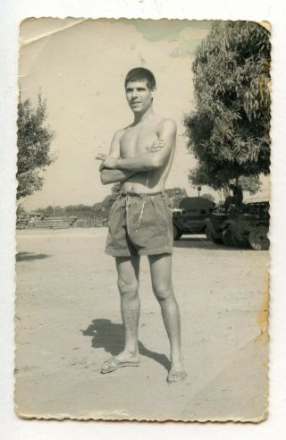22 Vintage Photo Shirtless Soldier Boy Muscle Man Bulge Shorts Snapshot Gay
