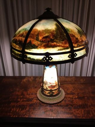 Miller Reverse Painted Lamp With Illuminated Base.  “Last call” 2
