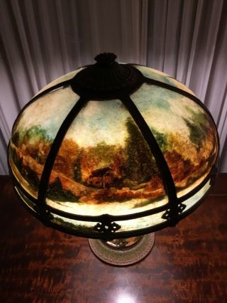 Miller Reverse Painted Lamp With Illuminated Base.  “Last call” 3