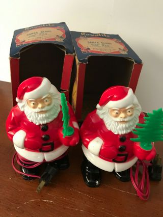 Pair (2) Vintage Royalite 936 Santa W Tree Lightup W Box From 1950s Christmas