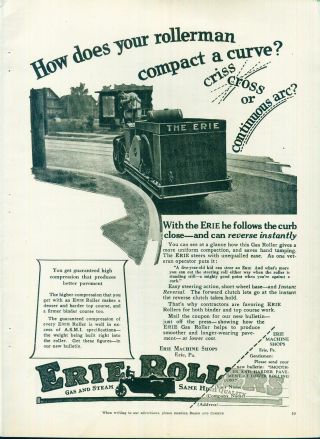 Advertising Road Construction Equipment Erie Rollers Asphalt Erie Pa 1928