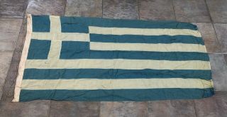 Vintage Greece Greek Flag (1950s - 1960s) 116 Cms Height X 216 Cms Long