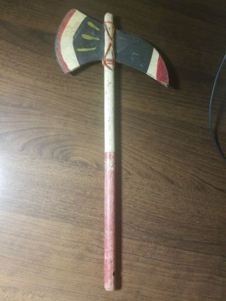 60’s Vintage Indian Toy Tomahawk With Rubber Head Wooden Shaft Halloween Costume