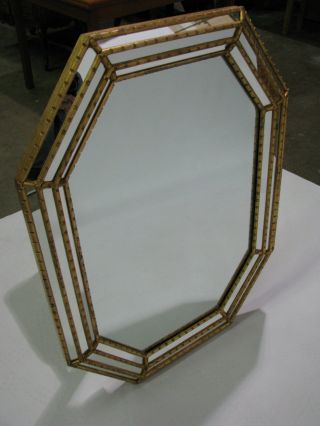 Vintage Labarge Faux Bamboo Mirror; Carved Wood With Gold Leaf Finish