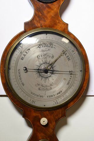 43 in Giant 4 dials Mahogany J.  Fagioli Banjo Wheel Barometer 19C Antique Wood 2