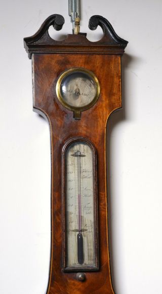 43 in Giant 4 dials Mahogany J.  Fagioli Banjo Wheel Barometer 19C Antique Wood 3