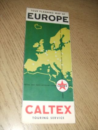 Rare 1967 Caltex Oil Gas Europe Highway Road Planning Map Chevron Texaco Regent