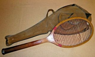 Vintage Wright & Ditson Comet Tennis Racquet In Stiff Nathan Canvas Bag