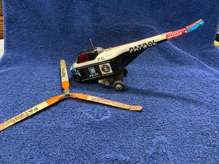 Vintage Japan Wind Up Tin Toy Alps Police Patrol Helicopter