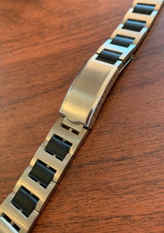 17mm Jb Champion Usa Black & Stainless Steel Vintage Watch Band