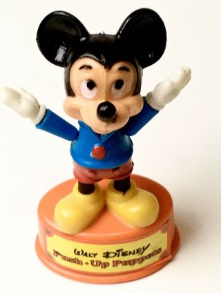 Vintage Gabriel 1977 Push - Up Puppet Mickey Mouse Walt Disney Productions