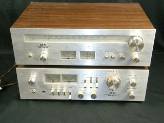 Vintage Large Silver Face Akai Am - 2600 Intergated Amplifier,  At - 2400 Am - Fm Tuner