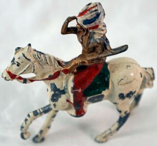 Britains Lead Toy Soldier Mounted On Horse Back Indian Scout In Full Headdress