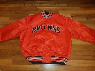 Rare 90s Vintage Nfl Cleveland Browns Orange Satin Starter Jacket Coat Made Usa