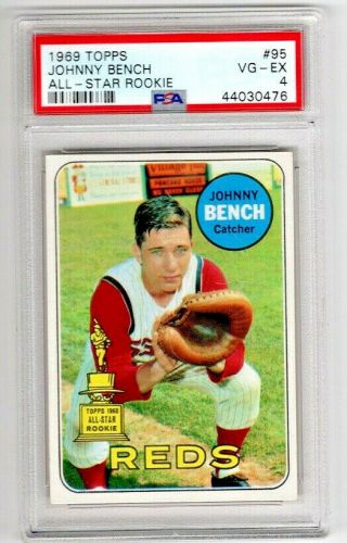 1969 Topps 95 Johnny Bench Psa 4 Vg Ex Rookie All Star Vintage Baseball Card