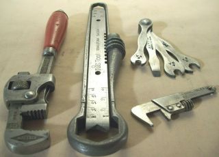 Antique Collectible Tools 4 Pc.  Wrench Set Stillson Aic Tool Gray United Sales