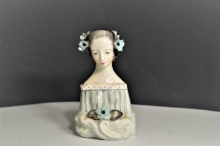 Vintage 1940s Cordey 5012 Lady Bust Porcelain Figurine Flowers By Bolesaw Cybis