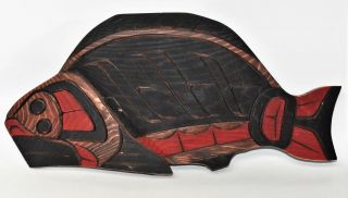 Greg Sylvester Halibut Nw Salish Native First Nations Wood Carving Penelakut Isl