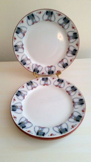 Antique Glasgow Arts And Crafts Tulip Plates George Logan Late Mayers – Set Of 4