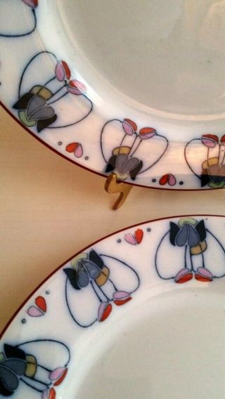 Antique Glasgow Arts and Crafts Tulip Plates George Logan Late Mayers – Set of 4 2