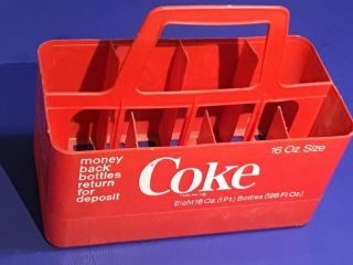 Vintage Red Plastic Coca - Cola Bottle 8 - Pack 16 Oz Coke Crate