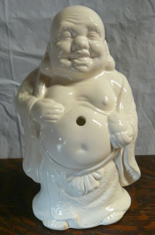Jolly Fat Buddha Incense Burner Benihana Of Tokyo Vintage White Ceramic