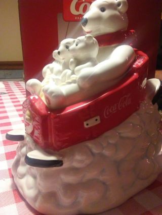 Coca - Cola Polar Bear Family On A Sled Cookie Jar Still