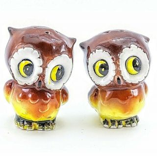 Vintage Baby Owls Salt And Pepper Shakers Collectible Norcrest Ceramic Shaker