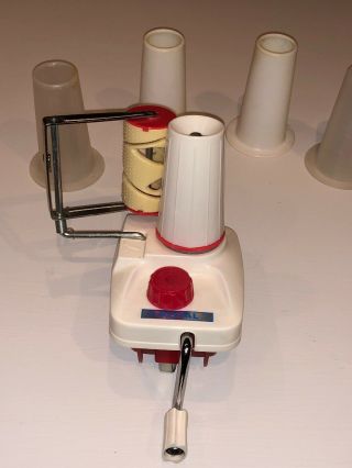 Vintage Knitting Machine Cone Yarn Winder W/5 Cones