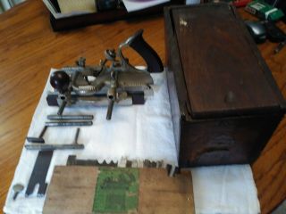 Stanley No.  45 Combination Plane In Orig.  Wooden Box,  Box Of Cutters