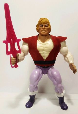 PRINCE ADAM He - Man MOTU figure vintage near complete pink sword,  red vest & belt 2