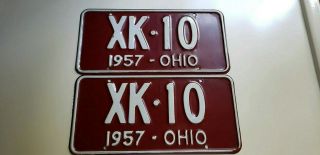 1957 License Plates Yom Vintage Near Pair From Ohio Low Number Sign