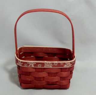 2010 Longaberger Red With White Snowflakes Basket
