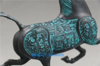 Exquisite Old Chinese Hand Made Bronze Statue Horse Fly Swallow Figures 2