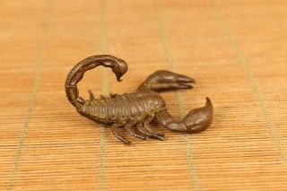 Unique Chinese Old Red Copper Handmade Scorpion Statue Figure Hand Piece