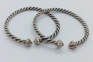 Vintage Pair Navajo Native American Sterling Silver Twist Bracelets