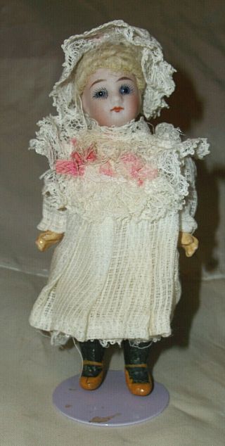 Little 1890s Antique French 5 " Mignonette Bisque Head Doll