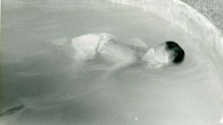 Faceless Boy Floating Swimming Face Down Vtg Snapshot Photo
