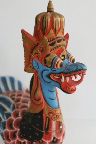 Vintage Hand Carved Wood Chinese Dragon Duck Statue