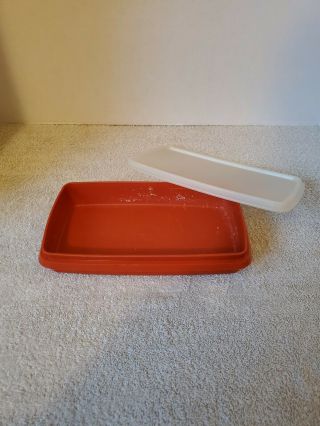 Vintage Tupperware Deli Lunch Meat Container 816 Paprika Red 9 X 5 Sheer Lid