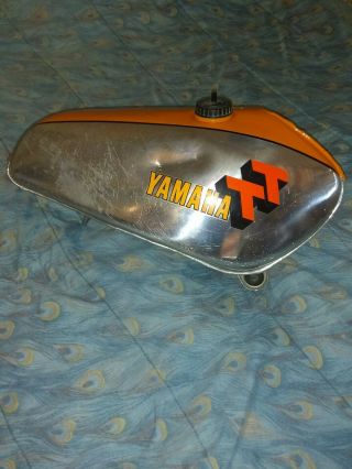 Yamaha Tt Tank.  Vintage Motorcycles Orange Chrome Black Pinstripe