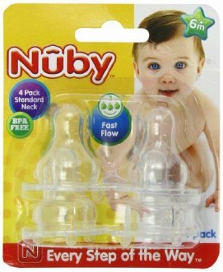 Baby Feeding - Nuby - Pack - Of - 4 Medium Flow Clear Silicone Nipple 007c