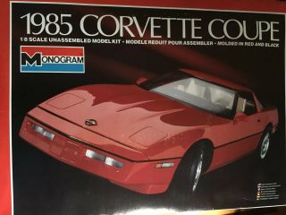 Monogram 1/8 Scale Model Kit 1985 Corvette Coupe - Vintage1984:factory Bags