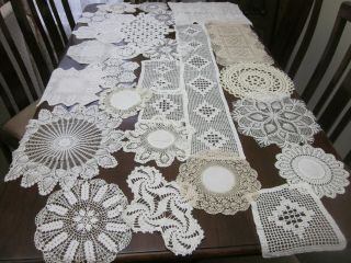30 Vintage Hand Worked Crochet Lace Doilies For Craft Sewing Or To Use
