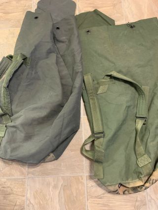 2 Vintage Us Army Large Military Duffle Bag Luggage Olive Green Canvas
