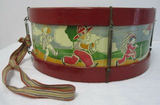 Vintage Tin Litho Toy Drum By Noble & Cooley Usa Musical Instruments Children