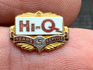 Hi - Q Soda Pop Vintage 10k Gold Very Rare Stunning 5 Years Of Service Award Pin.