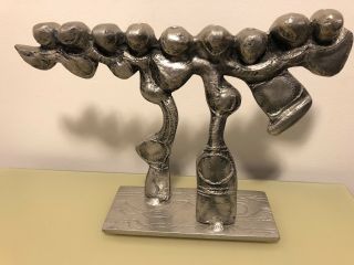 Vintage Don Drumm Menorah Metal Art / Sculpture Aluminum/ Hanukkah