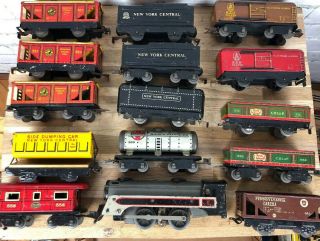 Set Of 15 Vintage Marx Tin Train Cars Engine Caboose B&o Prr York Central