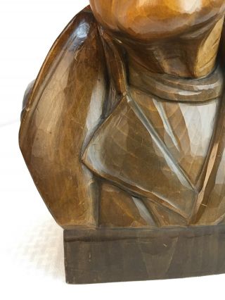 Antique Black Forest Wood Carving Life Size Bust Of Man Switzerland C1900 3